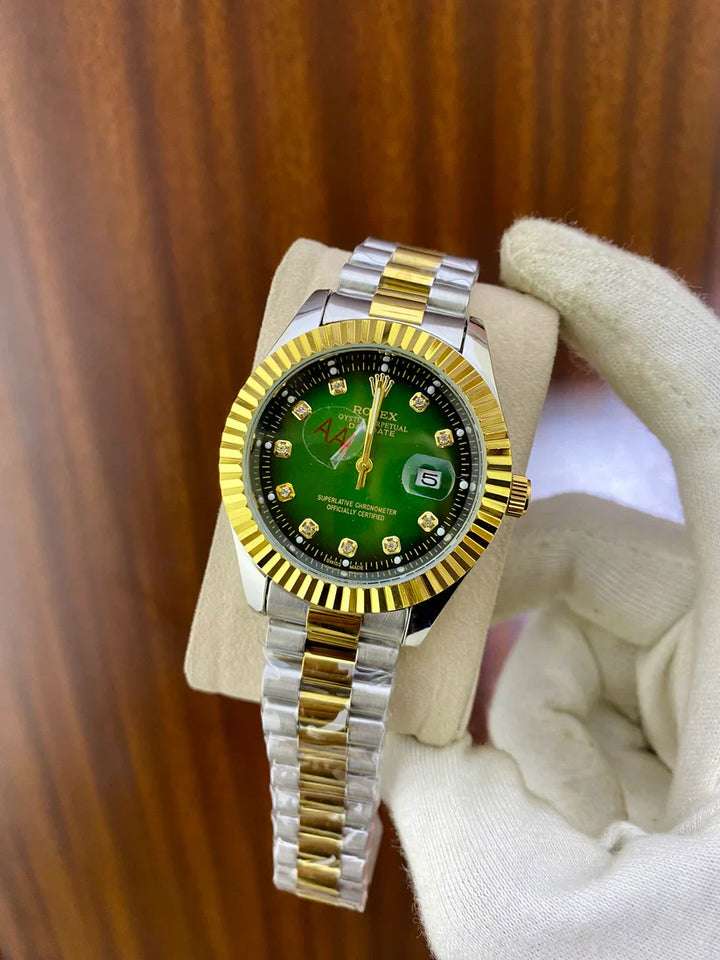 Rlx AAA Date stainless steel waterproof watch.