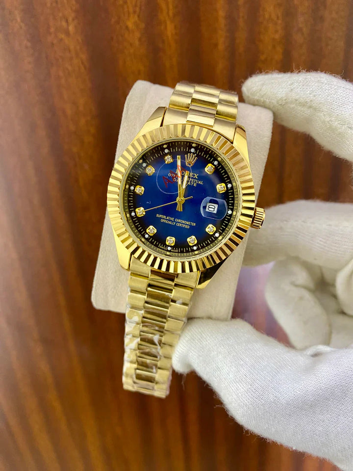 Rlx AAA Date stainless steel waterproof watch.