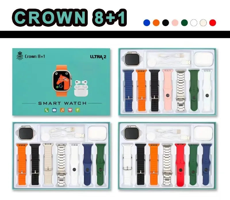 "CROWN 8+1 Smartwatch & Airbuds Combo"